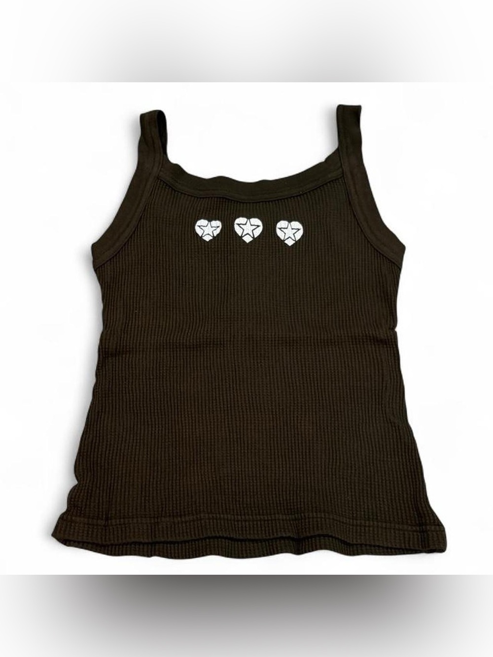 90's Vintage Deadstock Hard Tail wide strap waffle ribbed tank top heart graphic